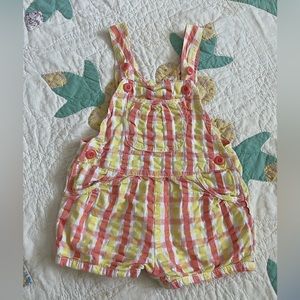 Oshkosh Shortalls yellow and orange checkered Y2K